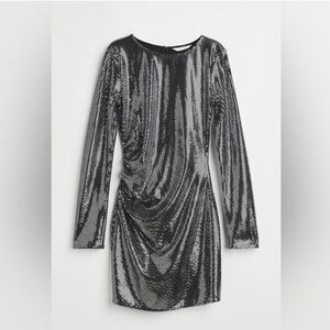 H&M Silver Sequined Bodycon Mini Dress sz XS